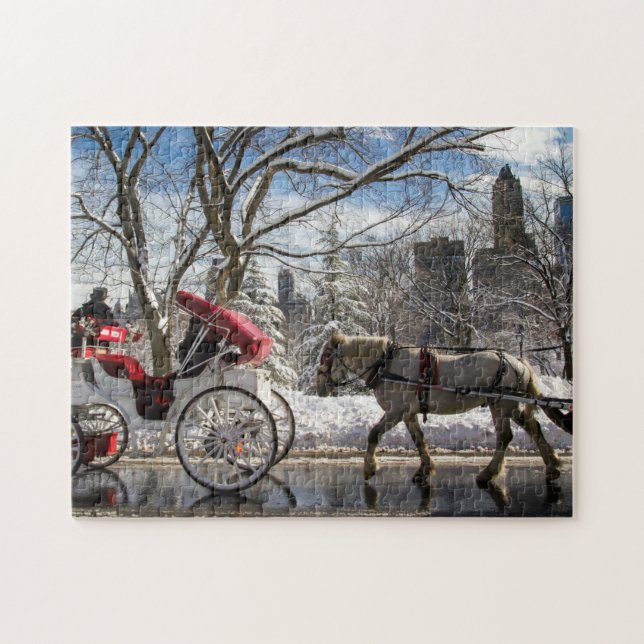 Puzzle Caballos de carro del invierno en Central Park (Horizontal)