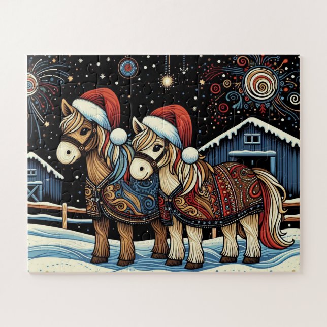 Puzzle Caballos de Navidades caprichosos (Horizontal)