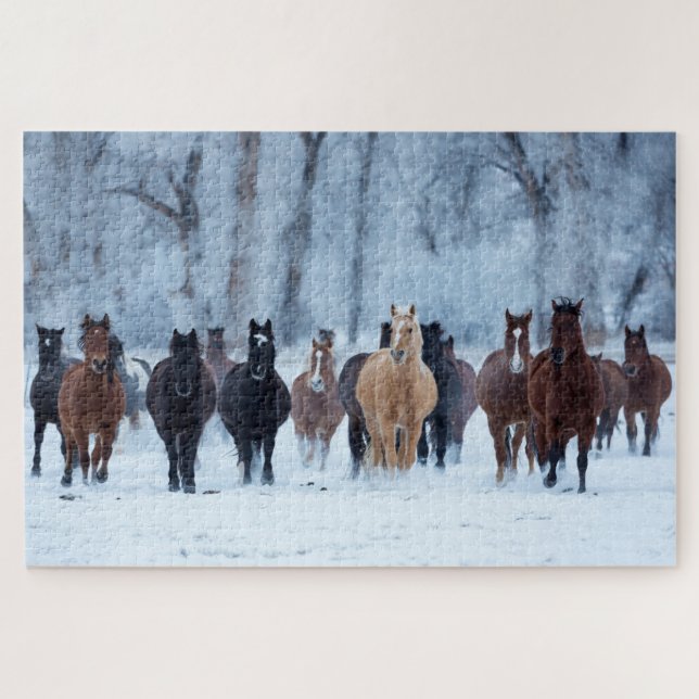 Puzzle Caballos en el frío (Horizontal)