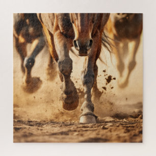 Puzzle Caballos en Éxodo Corriendo Arte Fotorealista
