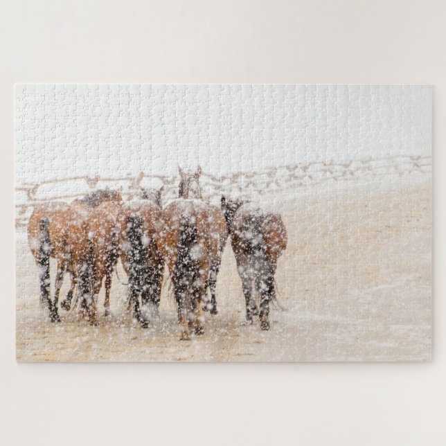 Puzzle Caballos en la nieve (Horizontal)