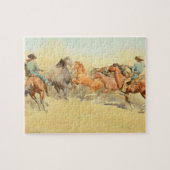 Puzzle Caballos en pista por Maynard Dixon (Horizontal)