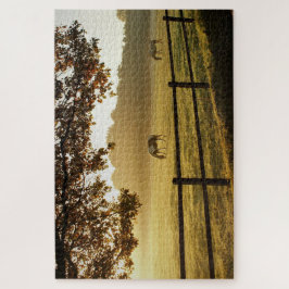 Puzzle Caballos en un campo en una mañana soleada