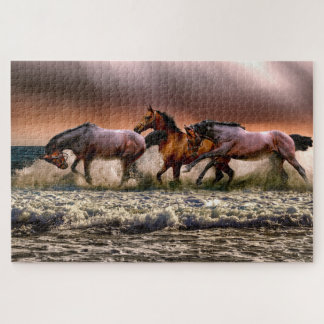 Puzzle Caballos en un mar espumoso