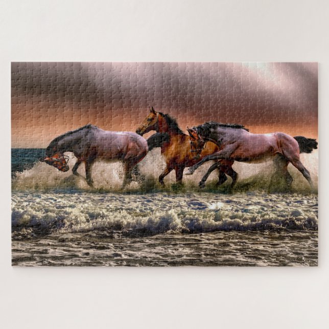 Puzzle Caballos en un mar espumoso (Horizontal)