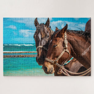 Puzzle Caballos en una playa tropical