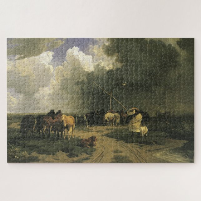 Puzzle Caballos en una tormenta de lluvia (equino) (Horizontal)