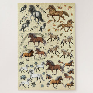 Puzzle Caballos islandeses alegres