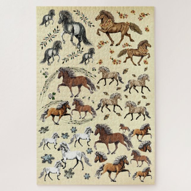 Puzzle Caballos islandeses alegres (Vertical)