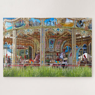 Puzzle Caballos montados en carrusel