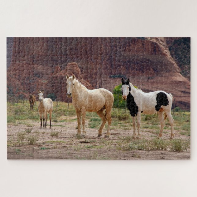 Puzzle Caballos Navajo corren libres en el suelo del cañó (Horizontal)