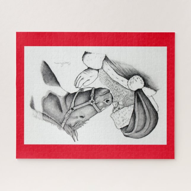 Puzzle Caballos navidades y Santa Claus (Horizontal)