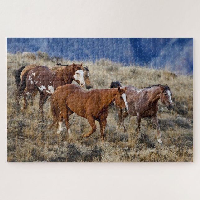 Puzzle Caballos que pastan en las colinas (Horizontal)