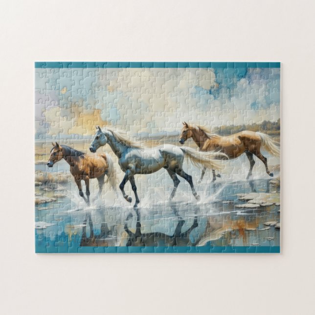 Puzzle Caballos salvajes acuarela (Horizontal)