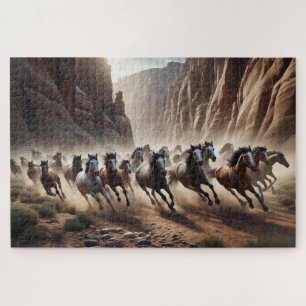 Puzzle Caballos salvajes, caballos galopantes, animales d