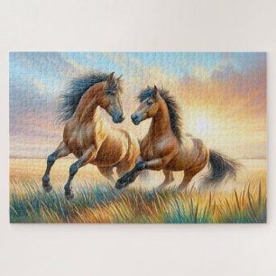 Puzzle Caballos salvajes, caballos galopantes, animales d
