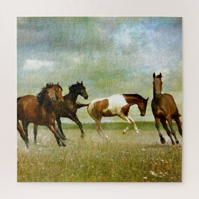 Puzzle Caballos salvajes en funcionamiento - Arte creativ (Vertical)