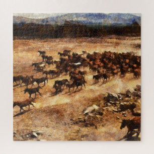 Puzzle Caballos Salvajes: Majestad Animal Artístico.