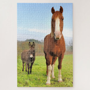 Puzzle Caballos y amigos burros cultivan animales