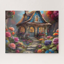 Puzzle Cabaña Azul Caprichosa Jardín de Flores