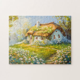 Puzzle Cabaña con Techo de Paja junto a Prado de Margarit