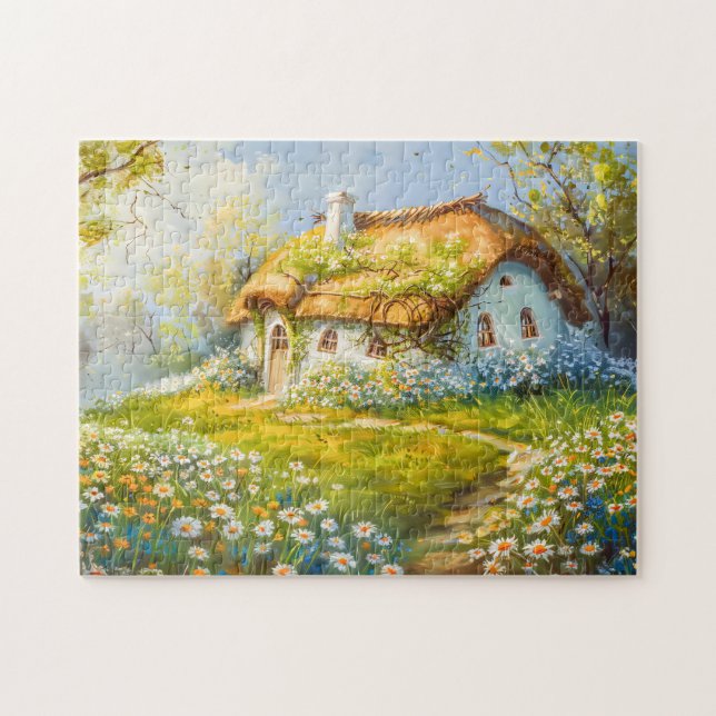 Puzzle Cabaña con Techo de Paja junto a Prado de Margarit (Horizontal)
