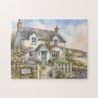 Puzzle Cabaña Costera Personalizada Acuarela 