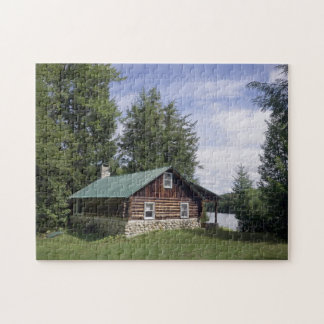Puzzle Cabaña de madera en los pinos