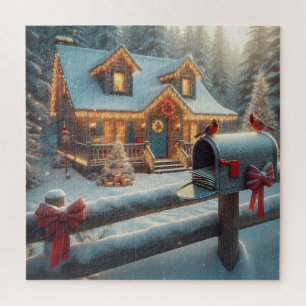 Puzzle Cabaña de Navidad Acogedora Invierno Mágico