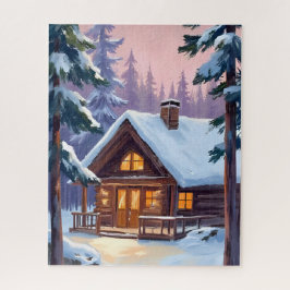 Puzzle Cabaña de Navidad Bosque Invierno Nieve