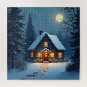 Puzzle Cabaña de Navidad de invierno acogedor