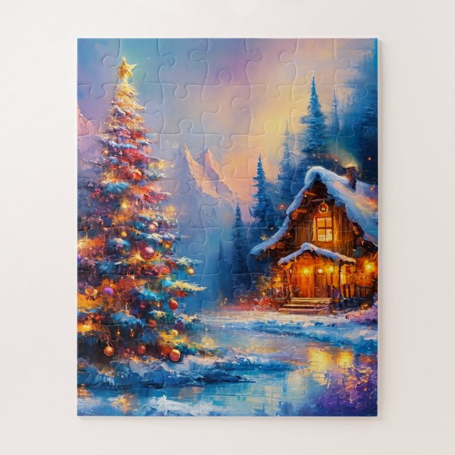 Puzzle Cabaña de Navidades de Montaña Dreamy Whimsical (Vertical)