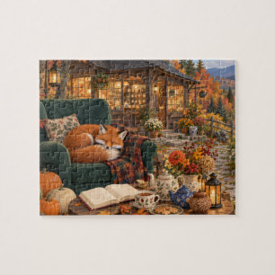 Puzzle Cabaña de Té del Zorro Otoñal Acogedor