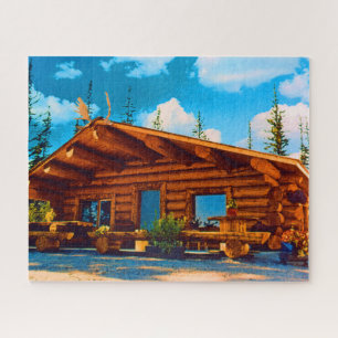 Puzzle Cabaña de troncos alaskeña moderna vintage EE. UU.