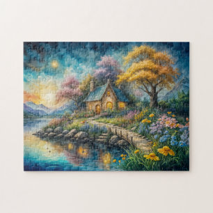 Puzzle Cabaña encantadora de Moonlit Stream