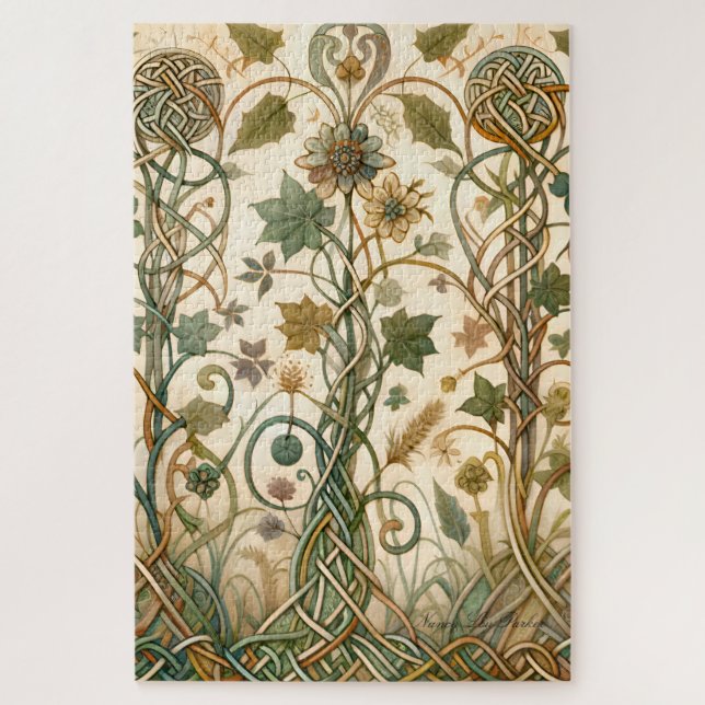 Puzzle Cabaña gaélica Núcleo Celta Encantado Jardín Flora (Vertical)