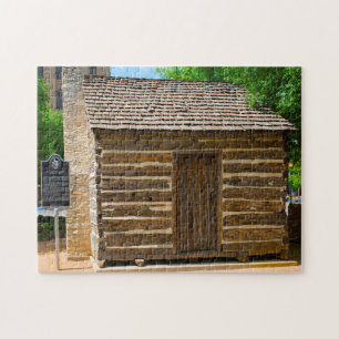 Puzzle Cabaña histórica de troncos Texas.