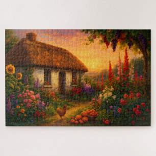 Puzzle Cabaña y jardín irlandeses de la era victoriana al