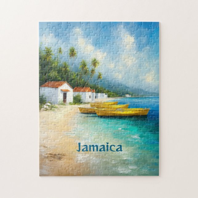 Puzzle Cabañas de pescadores de Jamaica junto a la orilla (Vertical)