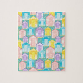 Puzzle Cabañas de playa rayadas Pastel