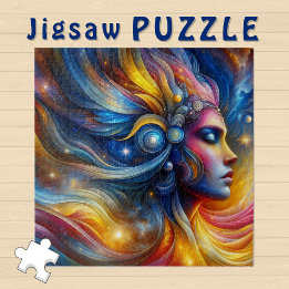 Puzzle Cabello cósmico de la diosa cerró los ojos Junio -