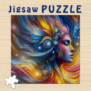 Puzzle Cabello cósmico de la diosa cerró los ojos Junio -