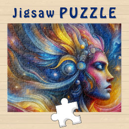 Puzzle Cabello cósmico de la diosa cerró los ojos Junio -