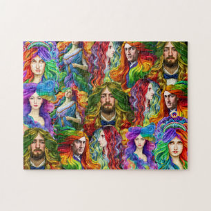 Puzzle Cabello de arcoiris Diosa hombres mujeres Fantasía