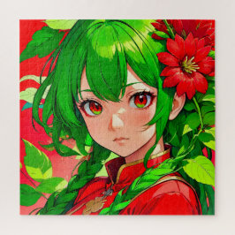 Puzzle Cabello verde llamativo