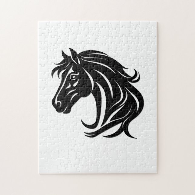 Puzzle Cabeza de caballo negro magnífico (Vertical)