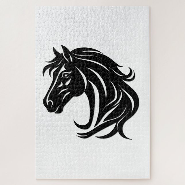 Puzzle Cabeza de caballo negro magnífico (Vertical)