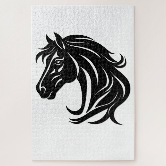 Puzzle Cabeza de caballo negro magnífico (Vertical)
