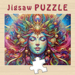 Puzzle Cabeza de Diosa cabello colorido Ojos cerrados May