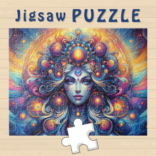 Puzzle Cabeza de diosa cabello cósmico Ojos azules Septie